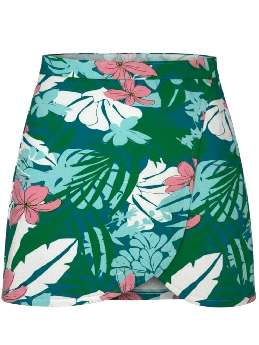 Boston Proper Tropical Floral Skort Size 8 | Green Pink Skort |Built-In Shorts